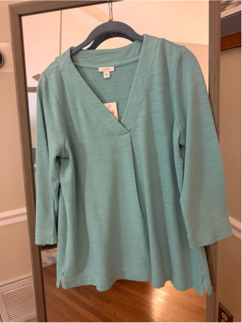 Women's J.Jill Long Sleeve V-Neck Tee, Size S, Green